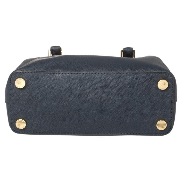 Pre Owned MICHAEL Michael Kors Navy Blue Saffiano Leather Small Idina Satchel