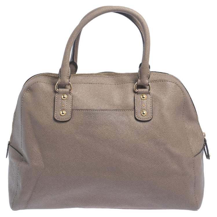 مملوكة مسبقًا MICHAEL Michael Kors Dark Beige Leather Dome Satchel
