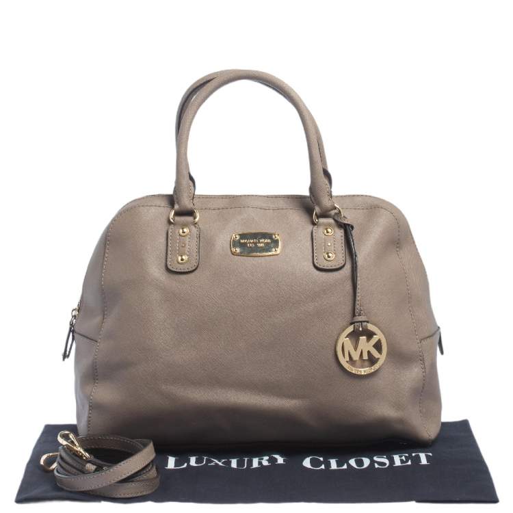 مملوكة مسبقًا MICHAEL Michael Kors Dark Beige Leather Dome Satchel