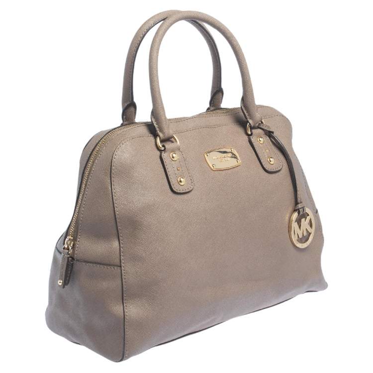 مملوكة مسبقًا MICHAEL Michael Kors Dark Beige Leather Dome Satchel