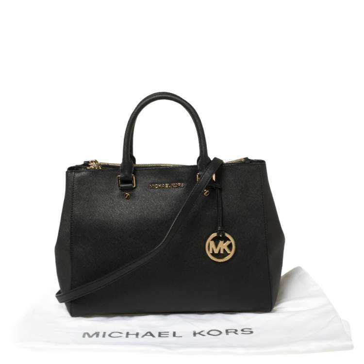 Pre Owned MICHAEL Michael Kors Black Saffiano Leather Large Sutton Tote