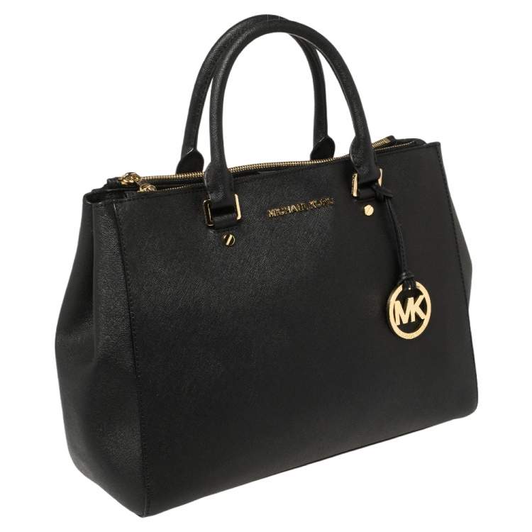 Pre Owned MICHAEL Michael Kors Black Saffiano Leather Large Sutton Tote