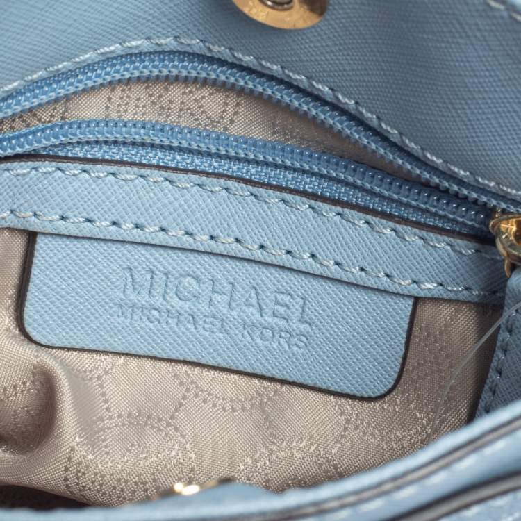 Pre Owned MICHAEL Michael Kors Sky Blue Leather Mini Hamilton Crossbody Bag