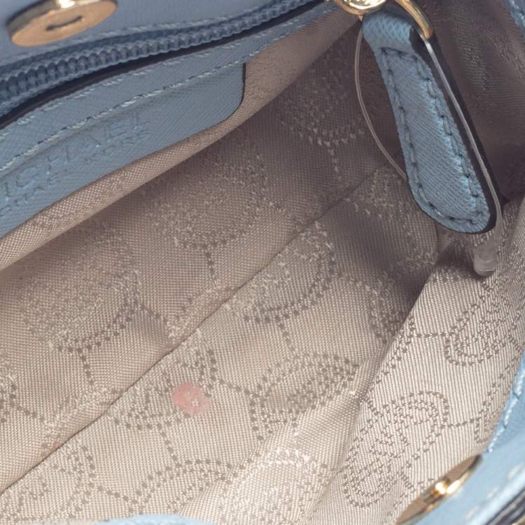 Pre Owned MICHAEL Michael Kors Sky Blue Leather Mini Hamilton Crossbody Bag