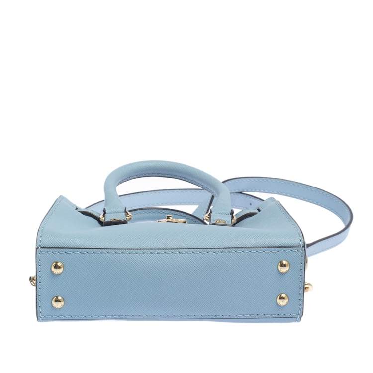 Pre Owned MICHAEL Michael Kors Sky Blue Leather Mini Hamilton Crossbody Bag