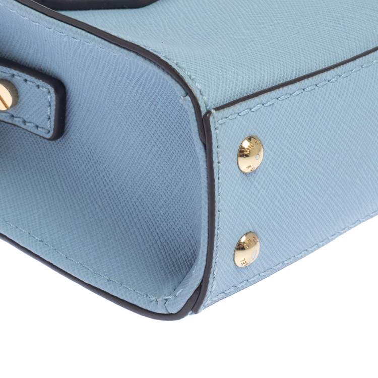Pre Owned MICHAEL Michael Kors Sky Blue Leather Mini Hamilton Crossbody Bag