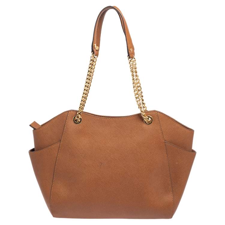 Pre Owned MICHAEL Michael Kors Brown Leather Jet Set Chain Shoulder Bag