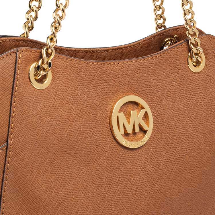 Pre Owned MICHAEL Michael Kors Brown Leather Jet Set Chain Shoulder Bag