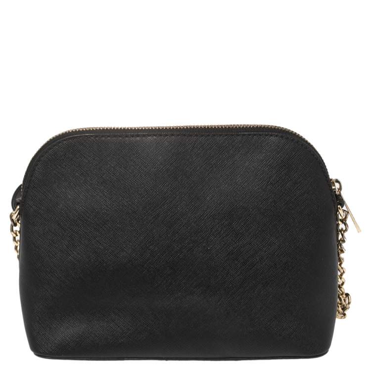 Pre Owned MICHAEL Michael Kors Black Leather Medium Cindy Dome Crossbody Bag