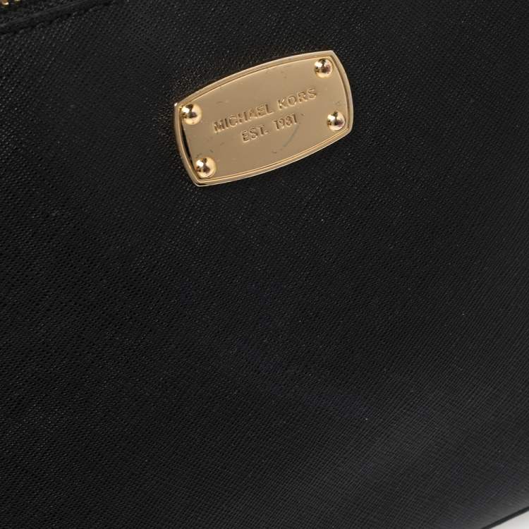 Pre Owned MICHAEL Michael Kors Black Leather Medium Cindy Dome Crossbody Bag