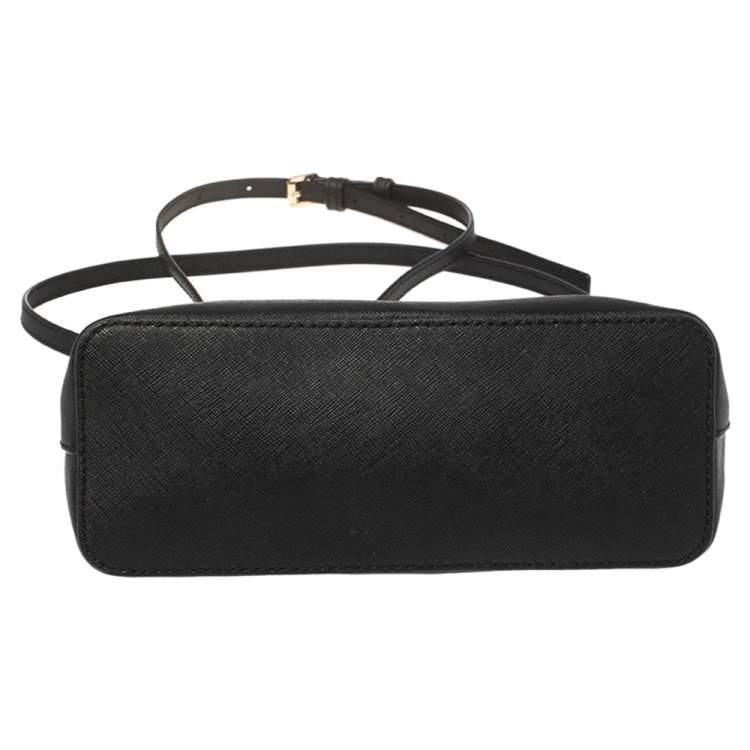 Pre Owned MICHAEL Michael Kors Black Leather Medium Cindy Dome Crossbody Bag