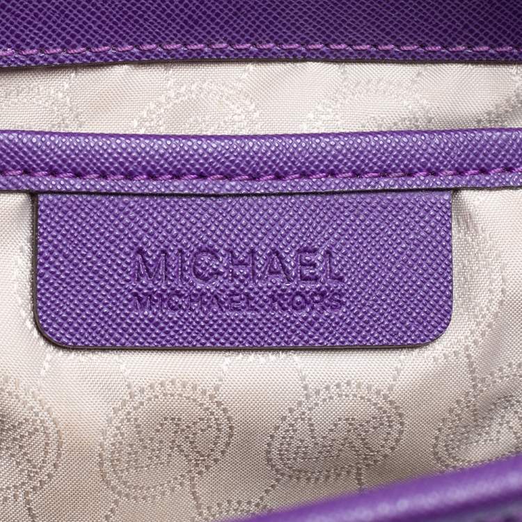 Pre Owned MICHAEL Michael Kors Purple Leather Large Jet Set Travel Tote