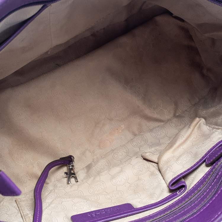 Pre Owned MICHAEL Michael Kors Purple Leather Large Jet Set Travel Tote