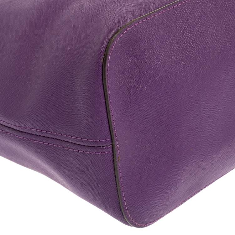 Pre Owned MICHAEL Michael Kors Purple Leather Large Jet Set Travel Tote