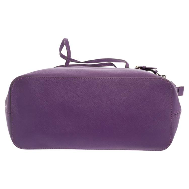 Pre Owned MICHAEL Michael Kors Purple Leather Large Jet Set Travel Tote