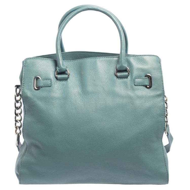 Pre Owned MICHAEL Michael Kors Blue Leather Large Hamilton North South Tote