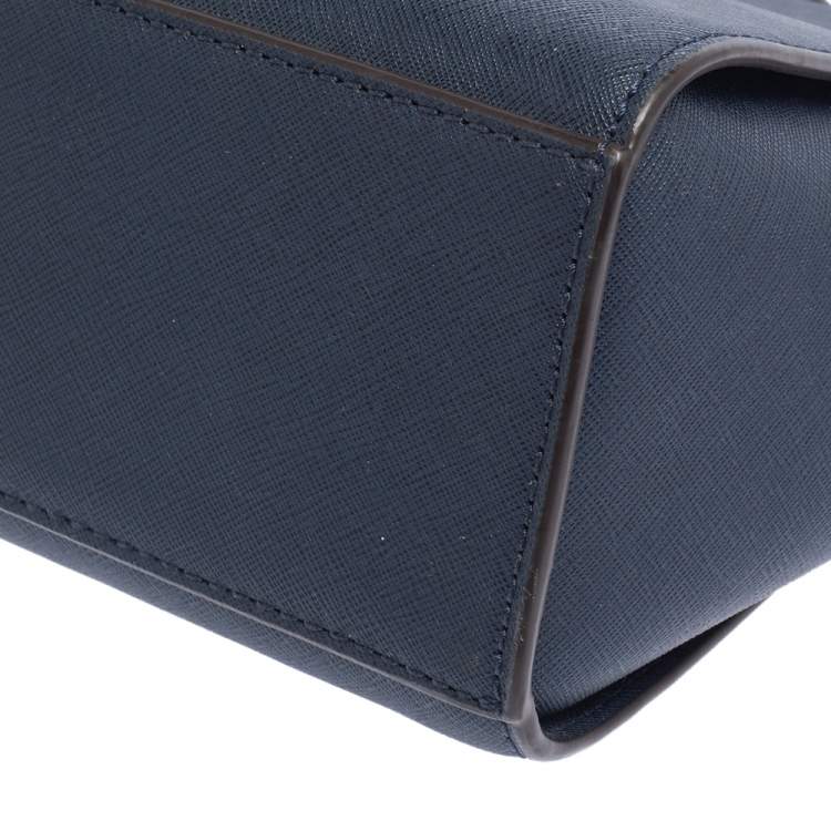Pre Owned MICHAEL Michael Kors Navy Blue Leather Small Selma Crossbody Bag