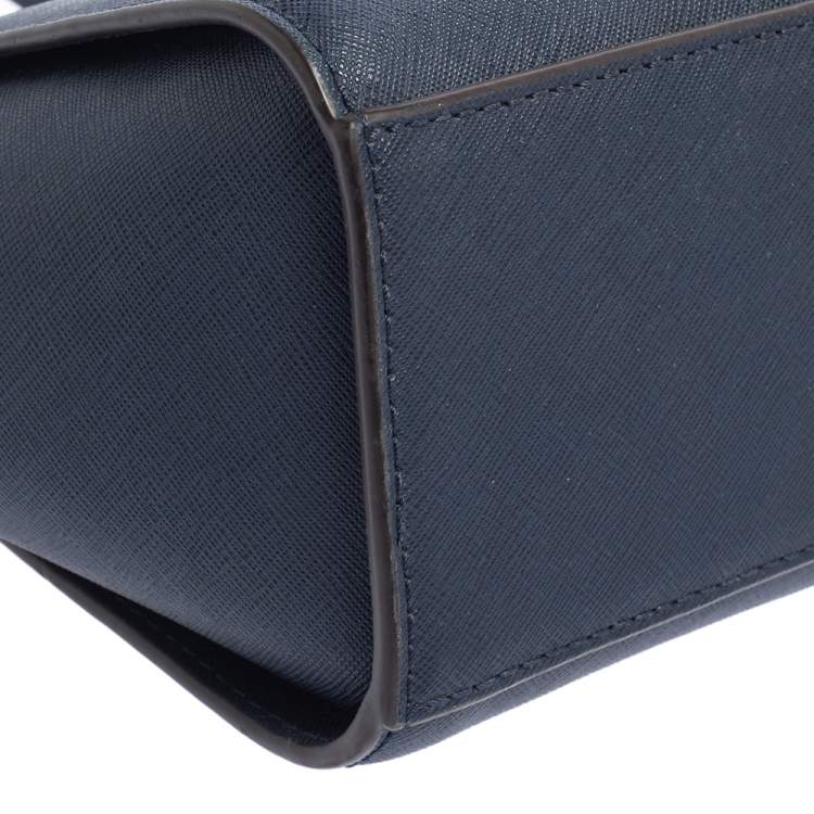Pre Owned MICHAEL Michael Kors Navy Blue Leather Small Selma Crossbody Bag