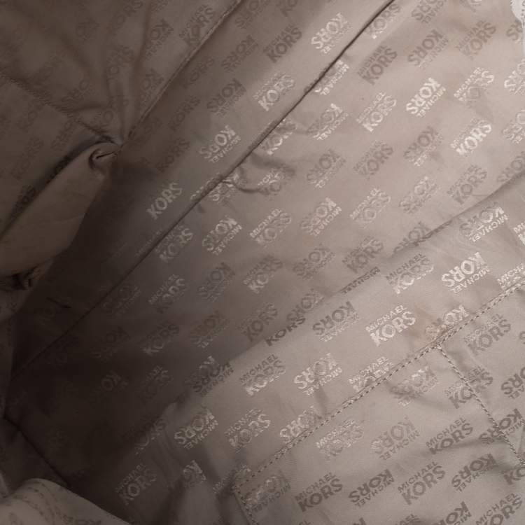 Pre Owned MICHAEL Michael Kors White Leather Jet Set Travel Tote