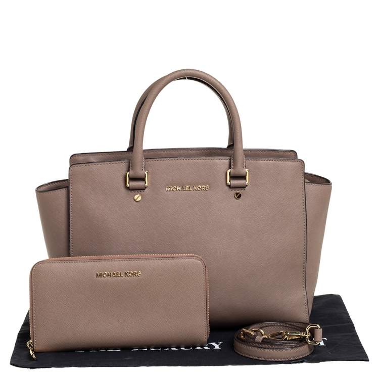 Pre Owned MICHAEL Michael Kors Brown Leather Large Selma Satchel