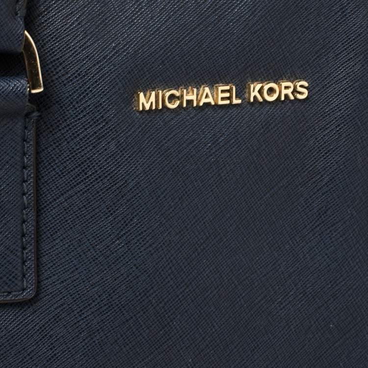 Pre Owned MICHAEL Michael Kors Navy Blue Saffiano Leather Dillon Tote