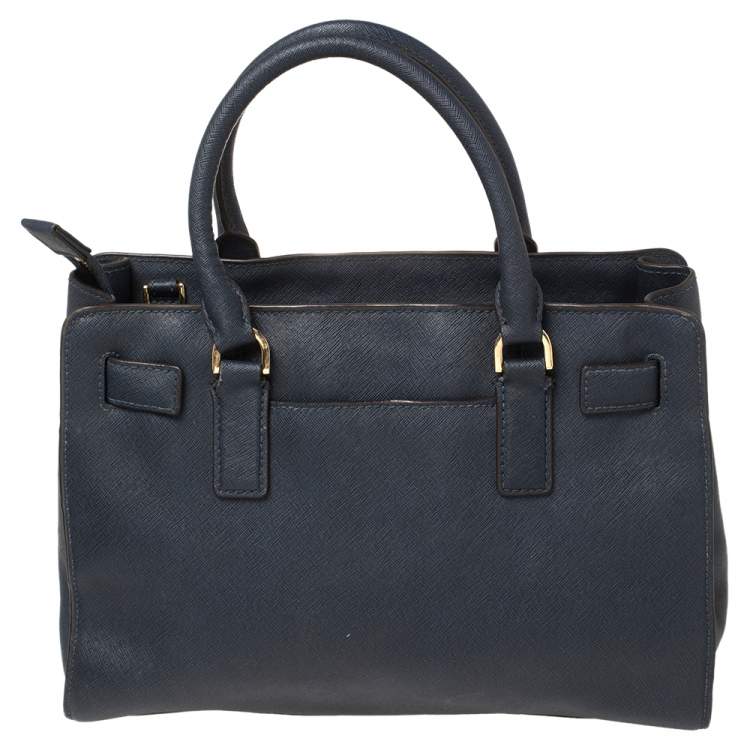 Pre Owned MICHAEL Michael Kors Navy Blue Saffiano Leather Dillon Tote