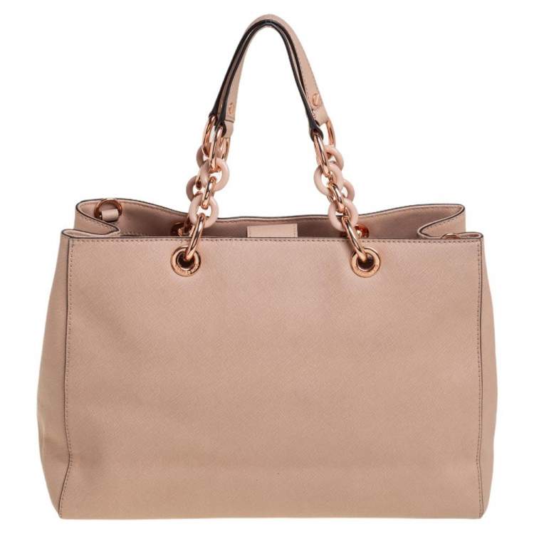 Pre Owned MICHAEL Michael Kors Nude Pink Saffiano Leather Cynthia Tote