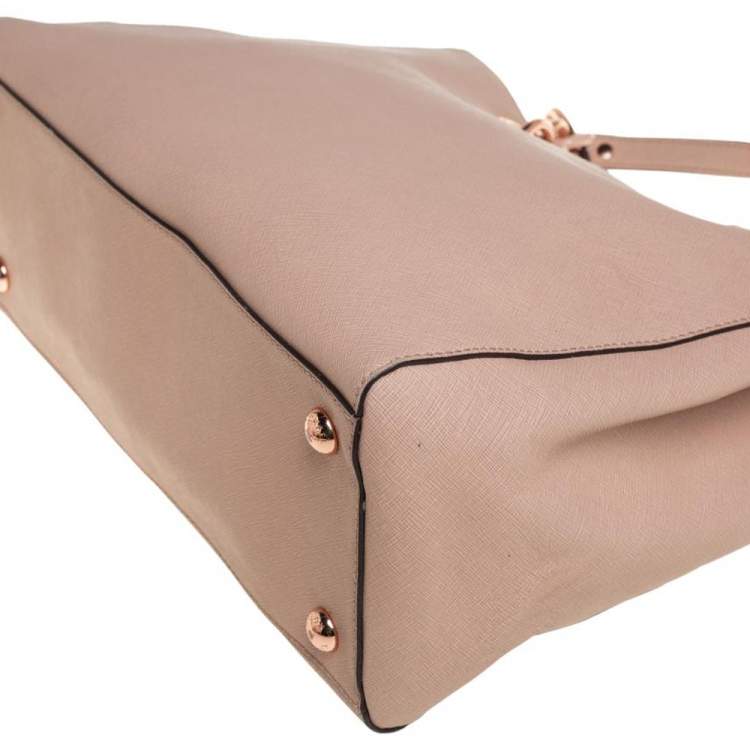 Pre Owned MICHAEL Michael Kors Nude Pink Saffiano Leather Cynthia Tote