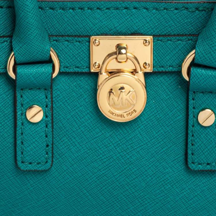 Pre Owned MICHAEL Michael Kors Green Leather Mini Hamilton Crossbody Bag