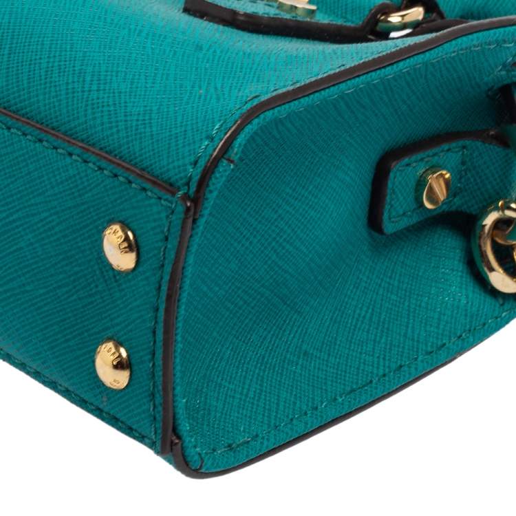 Pre Owned MICHAEL Michael Kors Green Leather Mini Hamilton Crossbody Bag