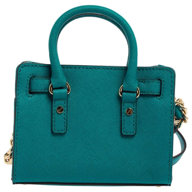 Pre Owned MICHAEL Michael Kors Green Leather Mini Hamilton Crossbody Bag