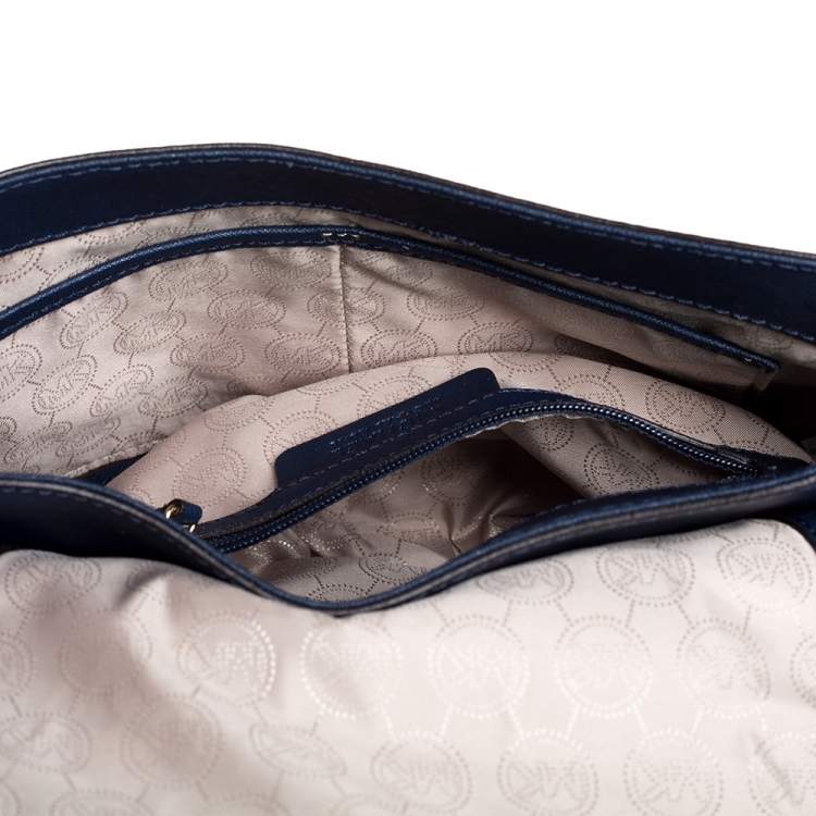 Pre Owned MICHAEL Michael Kors Navy Blue Leather Hamilton Shoulder Bag