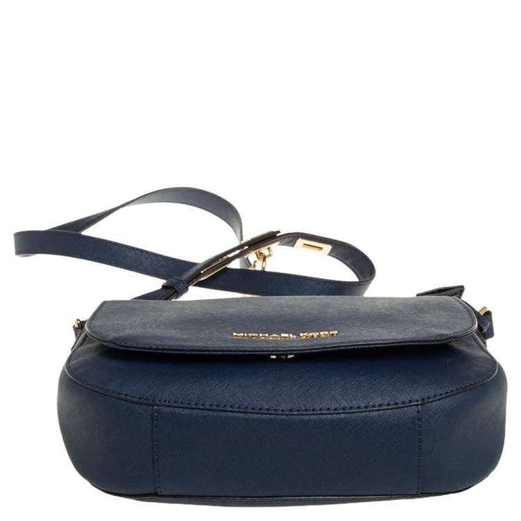 Pre Owned MICHAEL Michael Kors Navy Blue Leather Hamilton Shoulder Bag