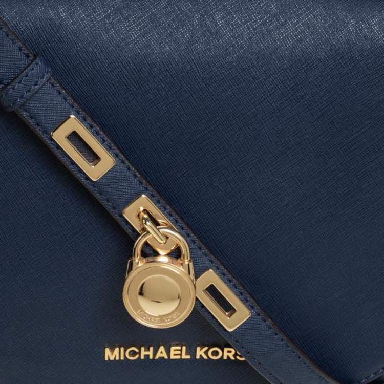 Pre Owned MICHAEL Michael Kors Navy Blue Leather Hamilton Shoulder Bag