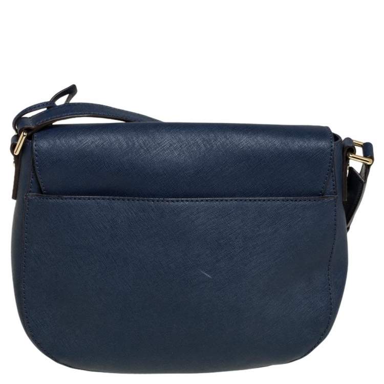Pre Owned MICHAEL Michael Kors Navy Blue Leather Hamilton Shoulder Bag
