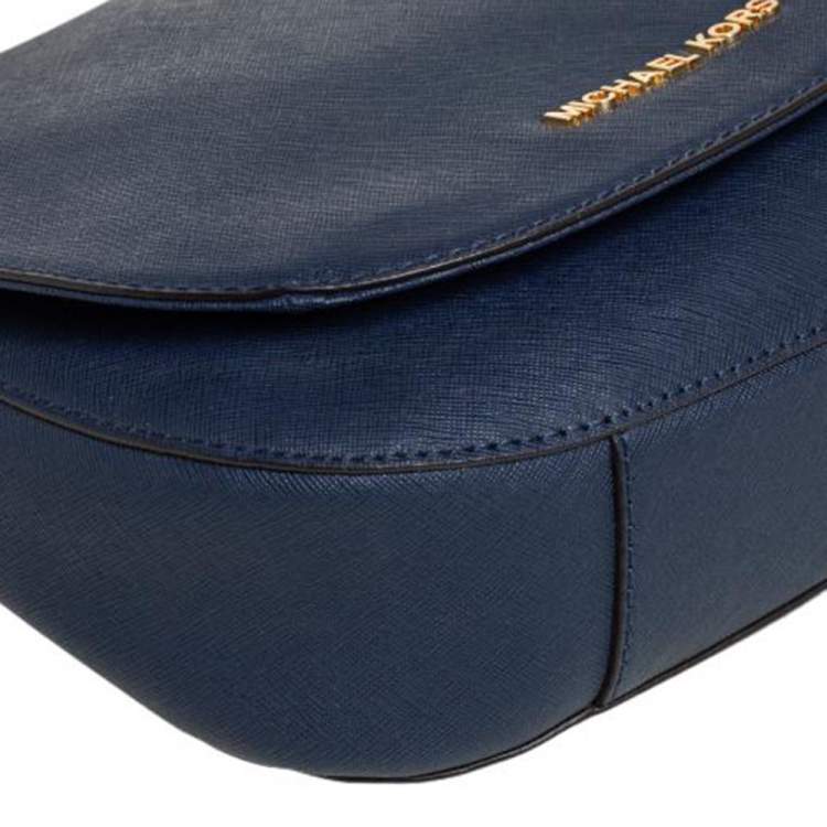 Pre Owned MICHAEL Michael Kors Navy Blue Leather Hamilton Shoulder Bag