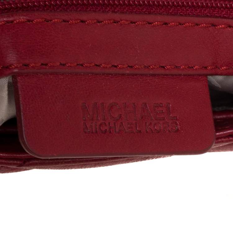 Pre Owned MICHAEL Michael Kors Red Leather Flap Shoulder Bag