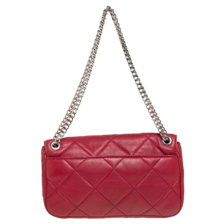 Pre Owned MICHAEL Michael Kors Red Leather Flap Shoulder Bag