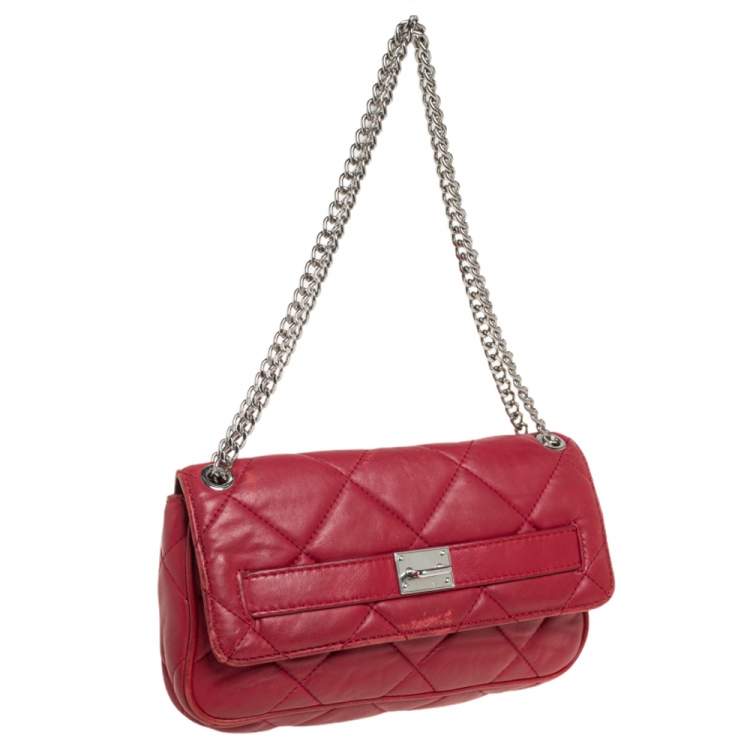 Pre Owned MICHAEL Michael Kors Red Leather Flap Shoulder Bag