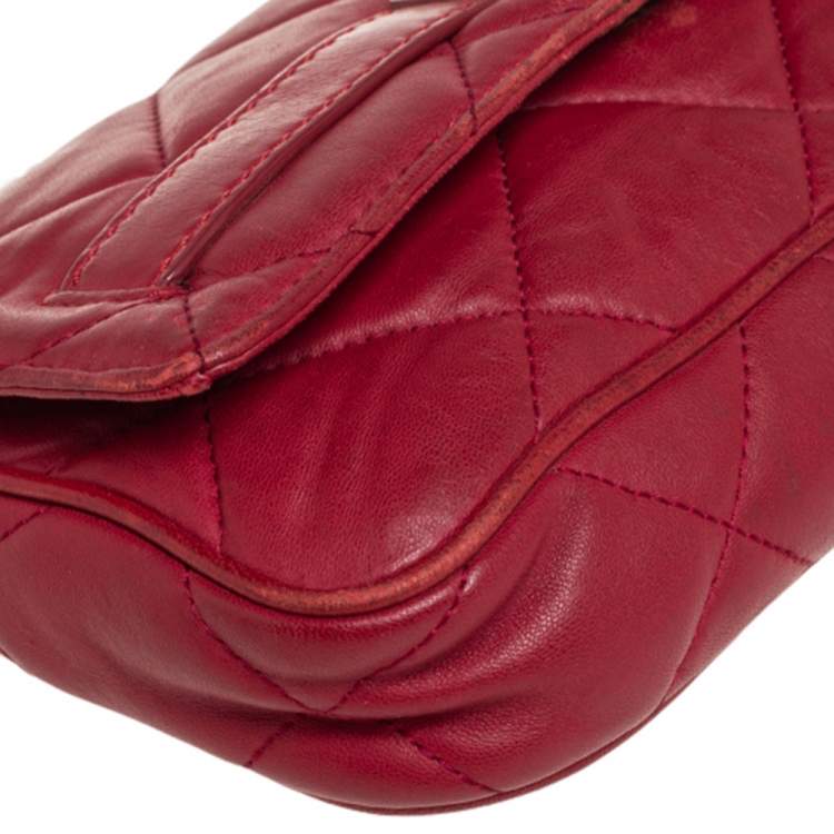 Pre Owned MICHAEL Michael Kors Red Leather Flap Shoulder Bag