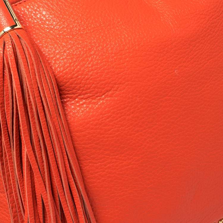 Pre Owned MICHAEL Michael Kors Candy Red Soft Leather Tassel Hobo