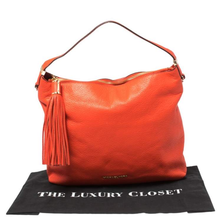 Pre Owned MICHAEL Michael Kors Candy Red Soft Leather Tassel Hobo