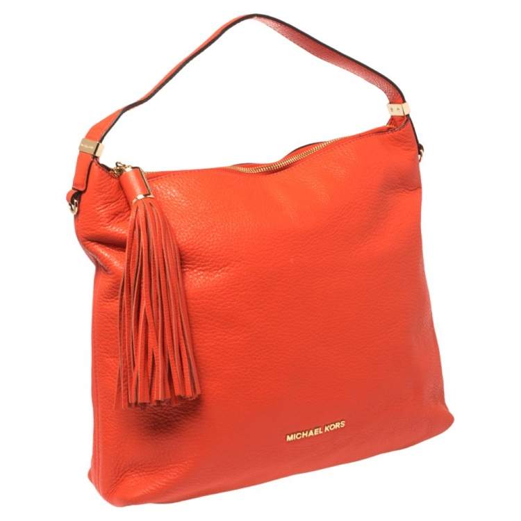 Pre Owned MICHAEL Michael Kors Candy Red Soft Leather Tassel Hobo