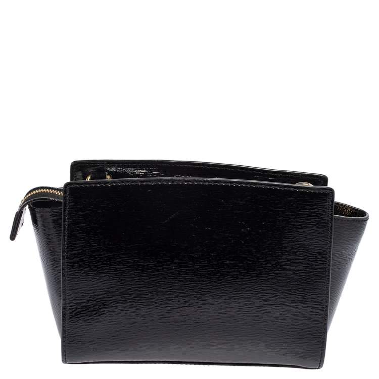 Pre Owned MICHAEL Michael Kors Black Patent Leather Small Selma Crossbody Bag