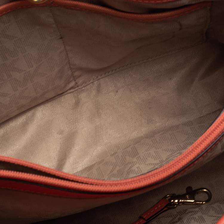 Pre Owned MICHAEL Michael Kors Coral Saffiano Leather Medium Jet Set East West Tote 