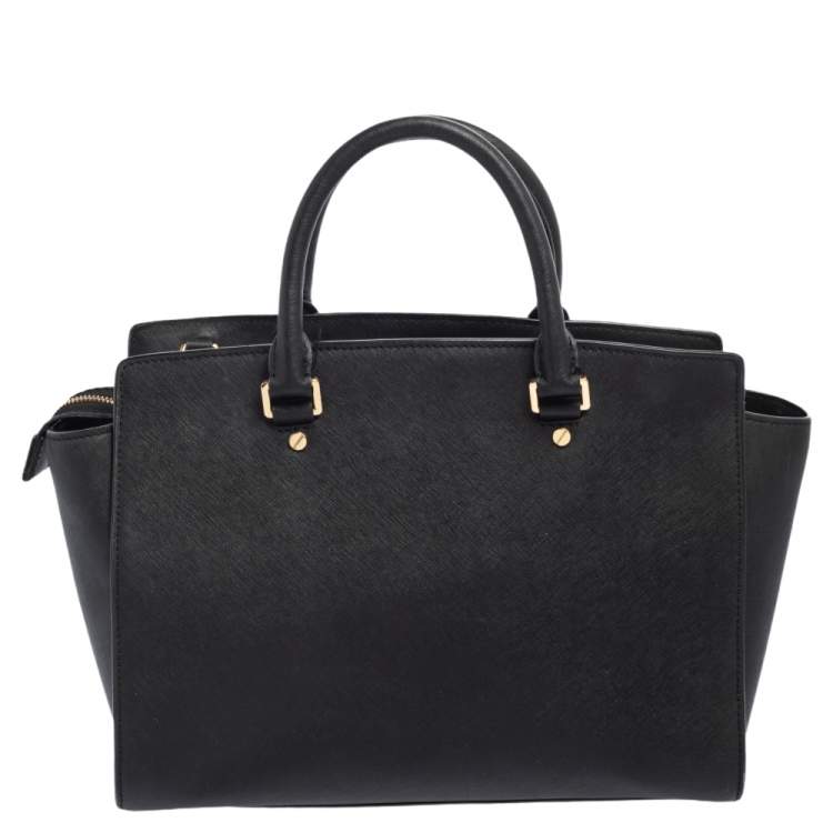 Pre Owned MICHAEL Michael Kors Black Saffiano Leather Large Selma Tote