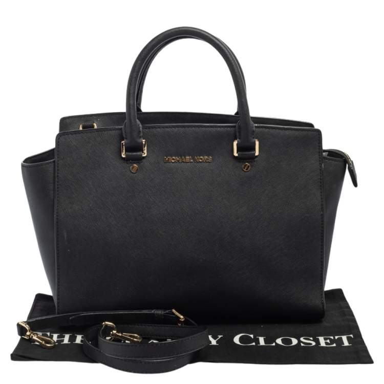 Pre Owned MICHAEL Michael Kors Black Saffiano Leather Large Selma Tote