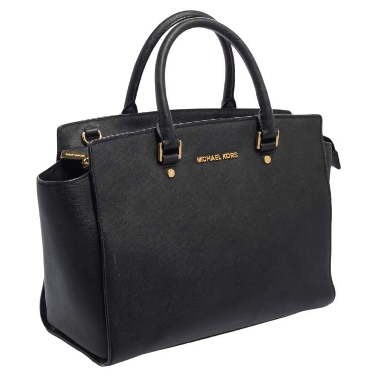 Pre Owned MICHAEL Michael Kors Black Saffiano Leather Large Selma Tote