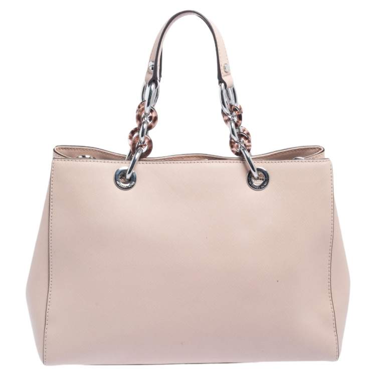 Pre Owned MICHAEL Michael Kors Beige Saffiano Leather Medium Cynthia Tote