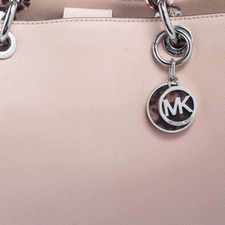 Pre Owned MICHAEL Michael Kors Beige Saffiano Leather Medium Cynthia Tote